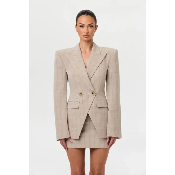 Naked Wardrobe Suiting Tailored Blazer in Taupe - Picture 2 of 5